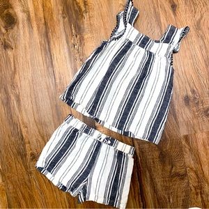 Carters girls linen black and white tank top and short set. Size 18 months.